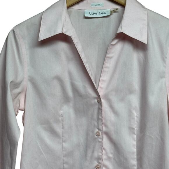 Calvin Klein Pink Sleek Timeless Tailored Button Down Non-Iron Shirt Size 8 - Picture 5 of 8